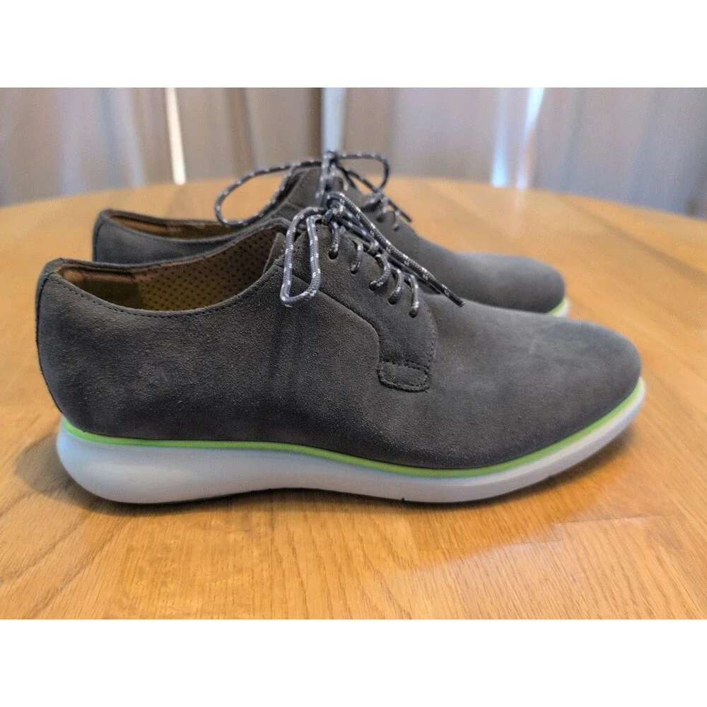 Florsheim Fuel 5-Eye Plain Toe Oxfords Grey Suede White Sole Men's Size 7.5 Nice